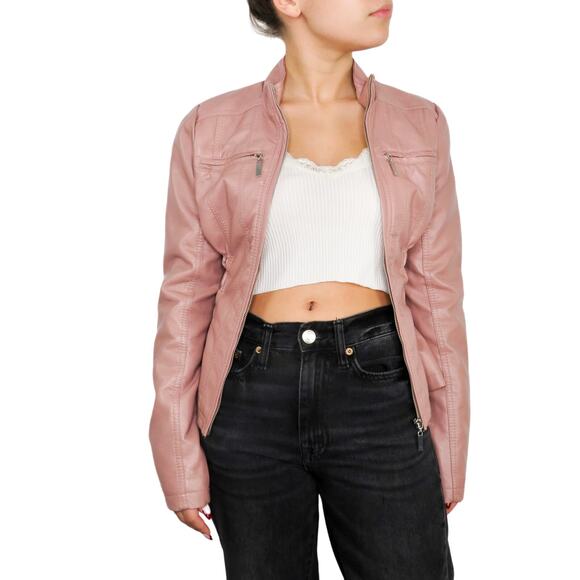 Urban Outfitters New Look Y2k Pink Leather Jacket Small - Picture 3 of 9